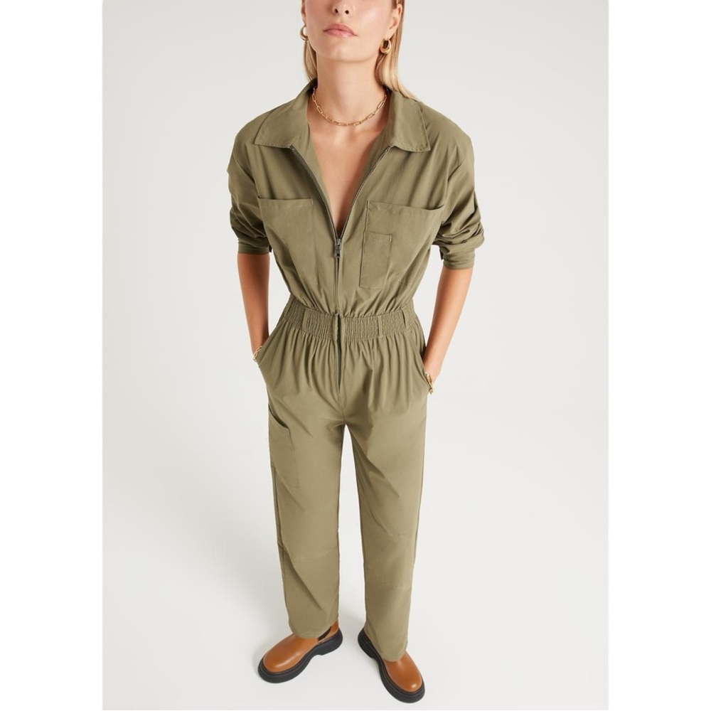 Rivet Utility Artist Jumpsuit - Khaki Green Straight Leg Utility Jumpsuit sz S